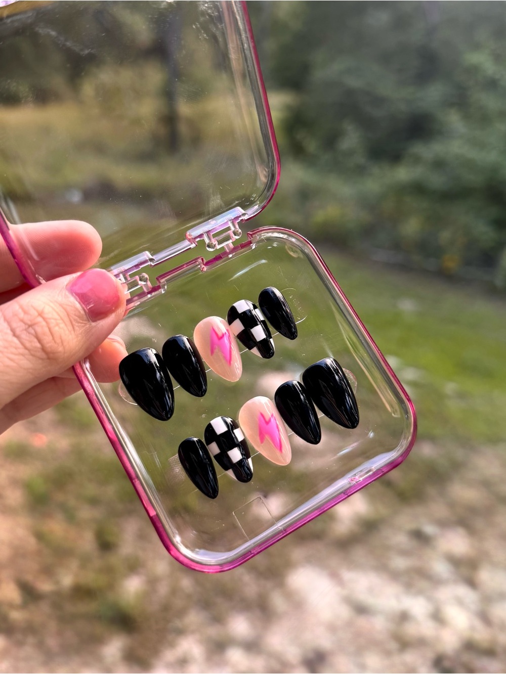 Pink Voltage handmade press-on nails